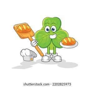 el panadero de trébol con pan. vector de mascota de dibujos animados