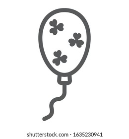 Clover balloon line icon, st patrick's day and holiday, decoration sign, vector graphics, a linear pattern on a white background, eps 10