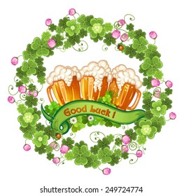 Clover and beer for Saint Patrick's Day