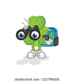 the clover with binoculars character. cartoon mascot vector