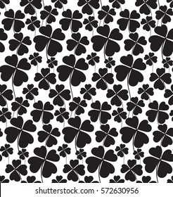 Clover black and white seamless pattern. Vector illustration.