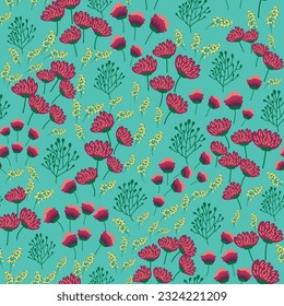 Clover blooming pink seamless pattern. St. Patrick's Day seamless pattern, clover background