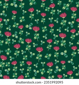 Clover blooming pink seamless pattern. St. Patrick's Day seamless pattern, clover background