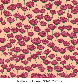 Clover blooming pink seamless pattern. St. Patrick's Day seamless pattern, clover background