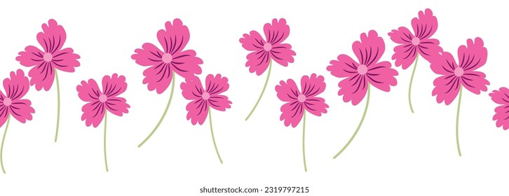 Clover blooming red seamless horizontal border. St.Patricks Day