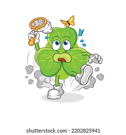 the clover catch butterfly illustration. character vector