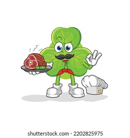 the clover chef with meat mascot. cartoon vector