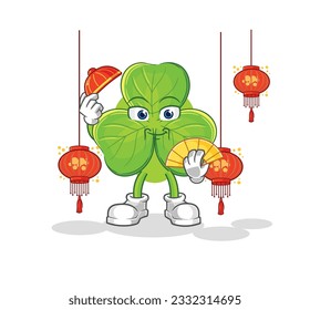 the clover Chinese with lanterns illustration. character vector