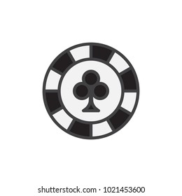 Clover chip filled outline icon, line vector sign, linear colorful pictogram isolated on white. Casino chip symbol, logo illustration. Pixel perfect vector graphics