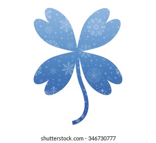 clover christmas icon with snow