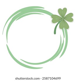 Clover Circle Frame with Green Brush Stroke Design for St. Patrick's Day