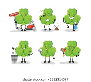 the clover cleaning group character. cartoon mascot vector