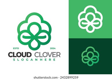 Ilustración de icono de símbolo vectorial de diseño de logotipo de Clover Cloud