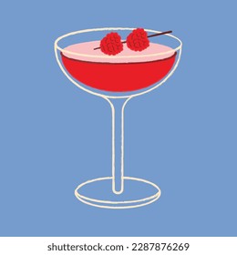 Clover club cocktail vector flat illustration. Classic cocktail