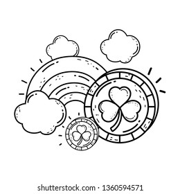 clover coin with clovers and rainbow saint patrick day