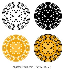 Clover Coin in flat style isolated