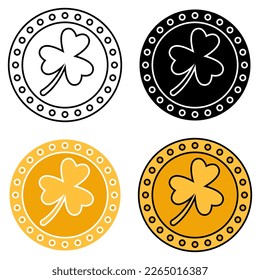 Clover Coin in flat style isolated