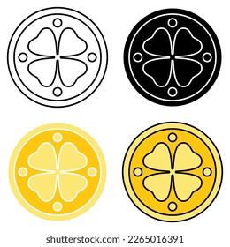 Clover Coin in flat style isolated