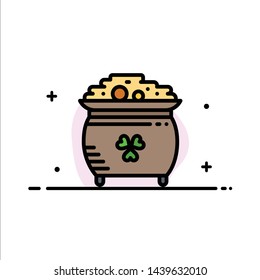 Clover, Coin, Gold, Pot, St. Patrick  Business Flat Line Filled Icon Vector Banner Template