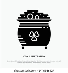 Clover, Coin, Gold, Pot, St. Patrick solid Glyph Icon vector