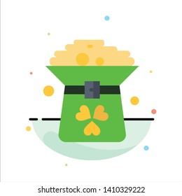 Clover, Coin, Green, Hat, In Abstract Flat Color Icon Template