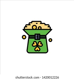 Clover, Coin, Green, Hat, In Business Logo Template. Flat Color