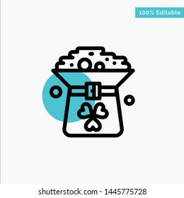 Clover, Coin, Green, Hat, In turquoise highlight circle point Vector icon
