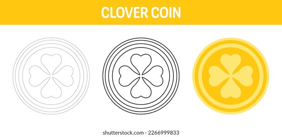Hoja de cálculo de seguimiento y coloreado de monedas de Clover para niños
