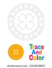Clover Coin tracing worksheet for kids