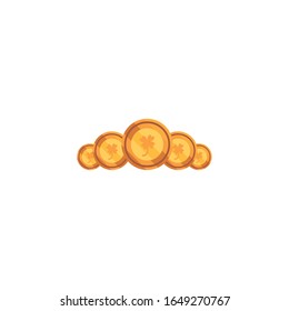 Clover coins fill style icon design, Saint patricks day ireland celebration fortune irish natural and lucky theme Vector illustration