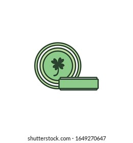 Clover coins line style icon design, Saint patricks day ireland celebration fortune irish natural and lucky theme Vector illustration