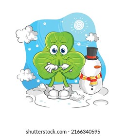 the clover in cold winter character. cartoon mascot vector