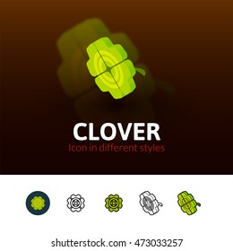 Clover color icon, vector symbol in flat, outline and isometric style isolated on blur background