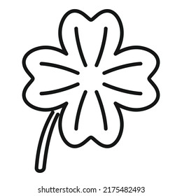 Umrisssymbol in der Klemme, Vektorgrafik. Vier Blätter. Glückstag
