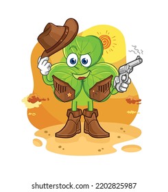 the clover cowboy with gun character vector