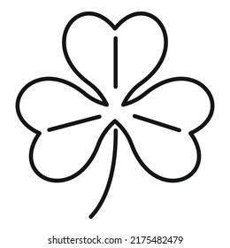 Vector de contorno de icono de decoración de encantos. Tres hojas. Día de suerte