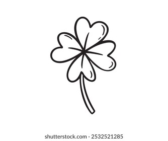 Clover Doodle, handgezeichnetes Symbol. Viel Glück Pflanze Zeichnung Symbol. Doodle-Illustration einer Kleeblume, Shamrock. Vektorgrafik