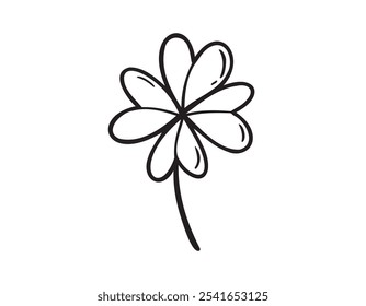 Clover Doodle hand drawn icon. Good luck plant drawing symbol. Doodle illustration of a clover flower, shamrock. Vector illustration