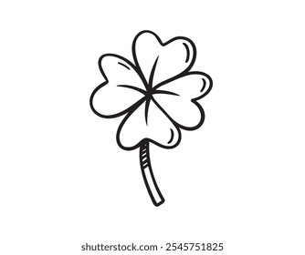 Clover Doodle hand drawn icon. Good luck plant drawing symbol. Doodle illustration of a clover flower, shamrock. Vector illustration