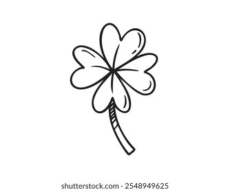 Clover Doodle hand drawn icon. Good luck plant drawing symbol. Doodle illustration of a clover flower, shamrock. Vector illustration