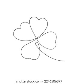 Clover drawn in one continuous line. One line drawing, minimalism. Vector illustration.