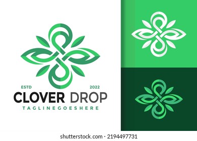 Clover Drop Leaf Logo Design, brand identity logos vector, modern logo, Logo Designs Vector Illustration Template