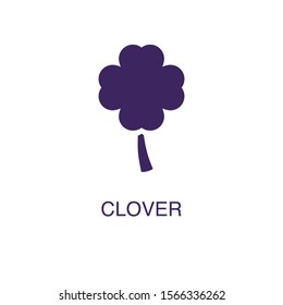 Clover element in flat simple style on white background. Clover icon, with text name concept template