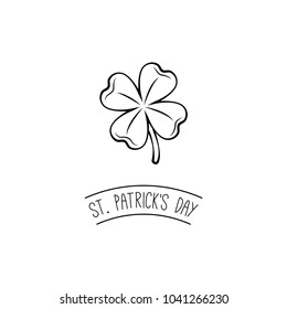 clover emblem, decorations for the holiday of St. Patrick s. Vector illustration isolated on white background.