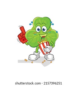 the clover fan with popcorn illustration. character vector