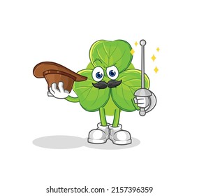 the clover fencer character. cartoon mascot vector