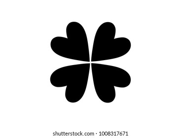 clover flat icon on white background . 
Four leaf clover isolated on white, vector illustration for St. Patrick's day 