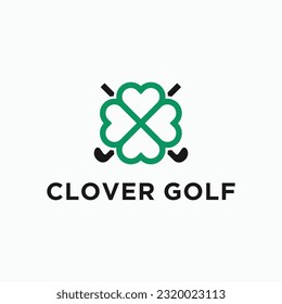 clover flower with golf logo design vector silhouette illustration