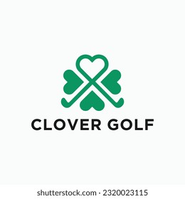 clover flower with golf logo design vector silhouette illustration