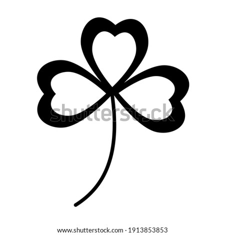 Clover flower leaf, black stencil, vector isolated illustration